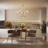 KSANA Antique Brushed Gold Chandeliers, Modern 5-Light Dining Room Chandelier...