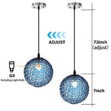 Pendant Lights - Hand-Blown Cobalt Blue Glass, Modern Light Fixtures for Kitc...