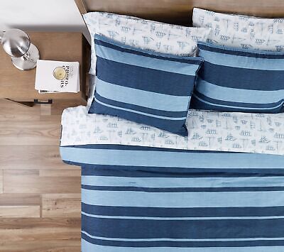 Nautica - King Size Comforter Set, Cotton Reversible Bedding with Matching Sh...