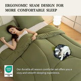 Dark Green Full Size Comforter Sets, 3 Piece Ergonomic Design Bedding Sets wi...