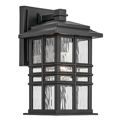 KICHLER Beacon Square 12" 1-Light Outdoor Wall Light with Clear Hammered Glas...