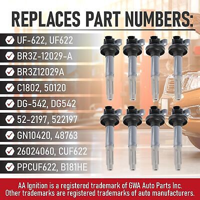 Ignition Coil Pack Set of 8 - Compatible with Ford 5.0L Vehicles - 2011-2016 ...