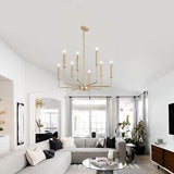 Modern Farmhouse Gold Chandelier for Dining Room, 8-Light Rustic Candle Chand...