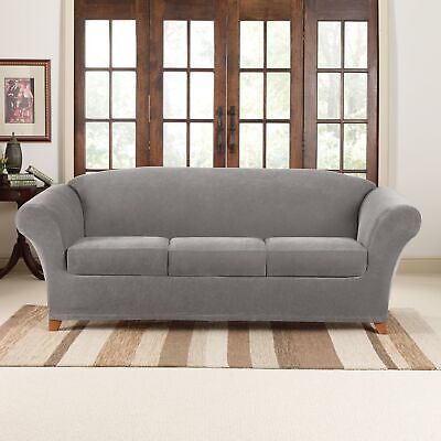 SureFit Stretch Pique Sofa Slipcovers, Four Piece Sofa Cover, includes Slipco...