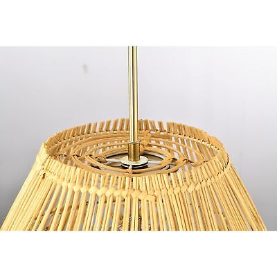 Warehouse of Tiffany Lotta 13 Inch Opaque Glass Shade Rattan Woven Pendant 1-...