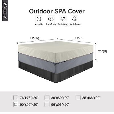 Waterproof Hot Tub Cover Outdoor Square SPA Hard Cover Protector 90 x 90 x 20...