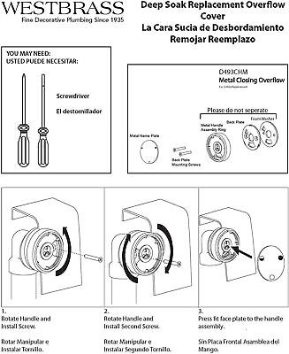 Westbrass 22" Deep Soak Tip-Toe Drain Bath Waste & Overflow, Powder Coat Whit...