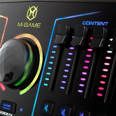 RGB Dual USB Audio Interface Mixer for Streaming and Gaming with XLR Micropho...