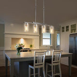 WILON Kitchen Island Lighting, 4-Light Dining Room Light Fixture with Clear G...