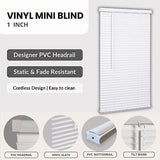 LOTUS & WINDOWARE Cordless Mini Blind, 1" Vinyl Slats, 22" Wide x 60" Long - ...