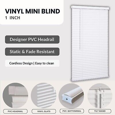 LOTUS & WINDOWARE Cordless Mini Blind, 1" Vinyl Slats, 22" Wide x 60" Long - ...