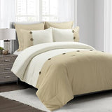 Lush Decor Linen Button Farmhouse 5 Piece Comforter Set, King, Linen - Rustic...