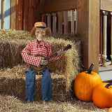 39" Fall Banjo Playing Skeletons - Animated Scarecrow Thanksgiving Decoration...