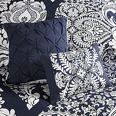 Madison Park Vienna Sateen Cotton Comforter Set, Queen, Indigo