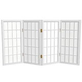 2 ft. Short Desktop Window Pane Shoji Screen - White - 4 Panels 4 Panel