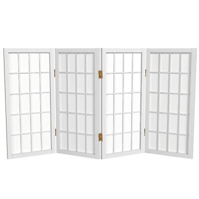 2 ft. Short Desktop Window Pane Shoji Screen - White - 4 Panels 4 Panel