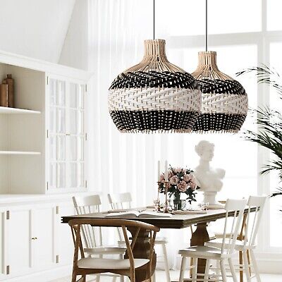 Arturesthome Rattan Pendant Light for Kitchen Island, Wicker Chandelier, Hand...