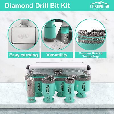 Diamond Core Drill Bits Set 6pcs Tile Hole Saw Kit for Porcelain Tile Ceramic...