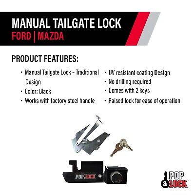 Pop & Lock PL2300 Black Manual Tailgate Lock (Works only with Factory Steel H...