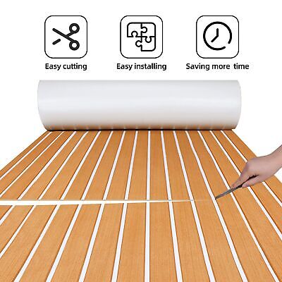 FOCEAN Boat Flooring EVA Foam Boat Decking Faux Teak Marine Flooring Boat Mat...