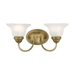 Livex Lighting 1532-01 Edgemont 2 Light Vanity Antique Brass with White Alaba...