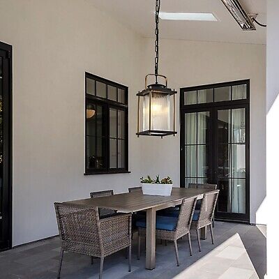 Outdoor Hanging Porch Light Waterproof Black and Gold Outdoor Pendant Lights ...