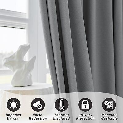 Blackout Pinch Pleated Curtain for Bedroom Living Room Hall Thermal Insulated...