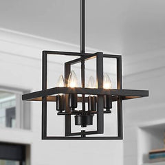 Black Pendant Light Kitchen Chandeliers 4 Light Farmhouse Fixture Rustic Cage...