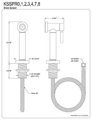 Kingston Brass KSSPR1 Kitchen Faucet Side Sprayer, Polished Chrome, 6.06 x 2....