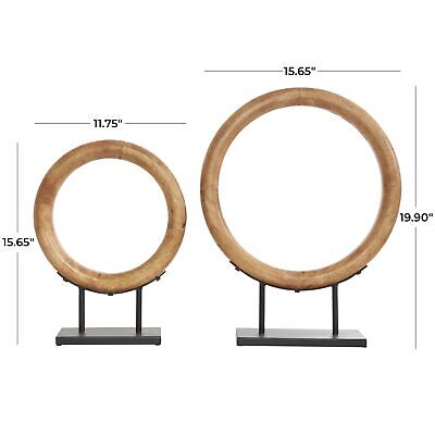 Deco 79 Wood Geometric Decorative Sculpture Circular Ring Home Decor Statues ...