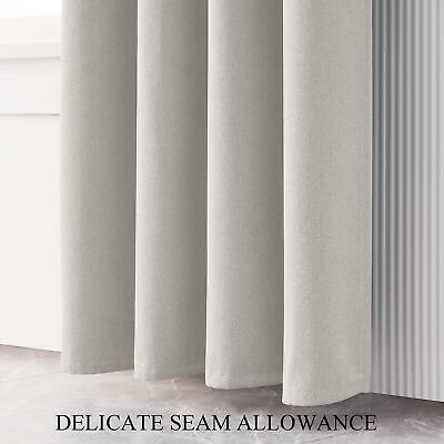 Extra Long Blackout Faux Linen Curtains,Soft Touched Luxury Solid Curtain Pan...