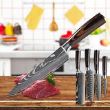 KEPEAK Kitchen Knife Set 5 piece, Chef Knife Santoku Cleaver Paring Knives Hi...