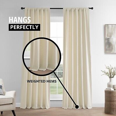 HPD Half Price Drapes French Linen Curtains 84 Inches Long Room Darkening Cur...