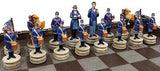 HPL American US Civil Generals War North vs South Chess Set W/ 17" Castle Board