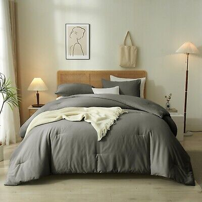 Queen Comforter Set Dark Grey Queen Size Comforter Boho Dark Grey Comforter 3...