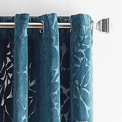 Martha Stewart Sherwood Velvet Grommet Window Curtain Panel Pair, 95", Teal