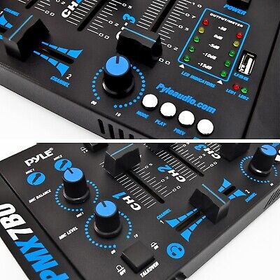 Pyle Wireless DJ Audio Mixer - 3 Channel Bluetooth Compatible DJ Controller S...