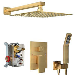 12 Inch Shower Faucet Set, Rainfall Shower System with Square Fixed Rain Show...