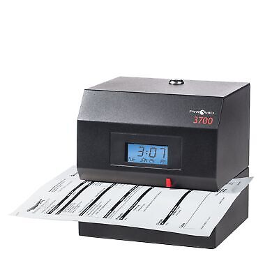 Pyramid&#8482; 3700 Heavy-Duty Time Clock & Document Stamp, Black Steel