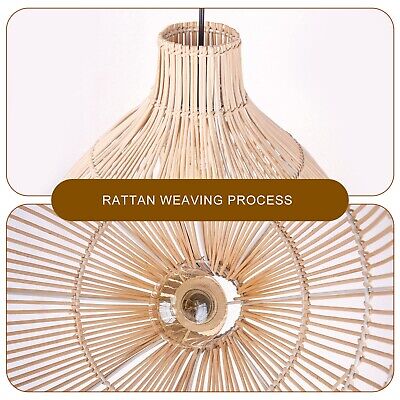 1 Light Rattan Pendant Light Coastal Wicker Boho Chandelier Handwoven Hanging...