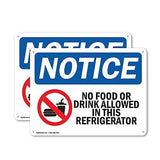 (2 Pack) No Food Or Drink In This Refrigerator OSHA Notice Sign 24 Inch X 18 ...