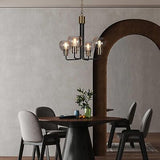 Modern Black and Gold Chandelier, 4-Light Chandeliers for Dining Room, Glass ...