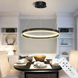 Modern LED Chandelier,60W Black Chandelier 1-Ring,Dimmable 3000K-6000K Round ...