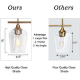 Durent Lighting Gold Bathroom Light Fixtures, Modern Electroplated Brass Vani...