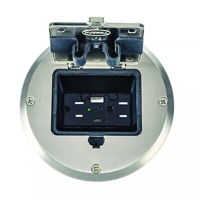 RACO Floor Box Kit 6239ACNI Nickel 15A/125V Duplex Receptacle Outlet with USB...