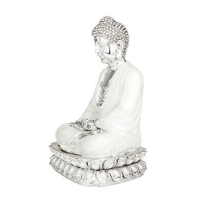 Deco 79 Polystone Buddha Sculpture with Engraved Carvings and Relief Detailin...