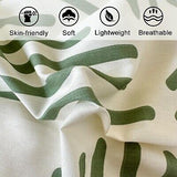 Striped Duvet Cover King, White 100% Cotton Duvet Cover with Green Stripes Pa...