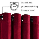 JIUZHEN Red Velvet Curtains 90 inches - Soft Velvet Blackout Grommet Curtains...