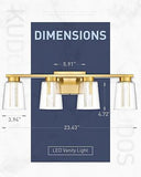 kudos Brushed Gold Vanity Light, 4-Light Bathroom Light Fixtures, Modern LED ...