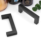 Probrico 50 Pack 3-3/4 Inch Hole Center Square Cabinet Handles Flat Black Kit...